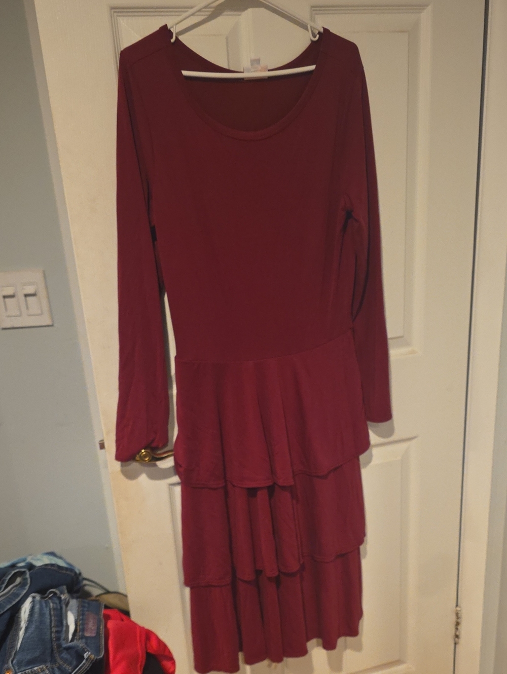 LuLaRoe Long Sleeve Tiered Dress in Wine
